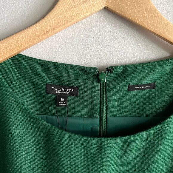 NWT Talbots Irish linen green sheath dress with matching jacket set career chic - Picture 3 of 13